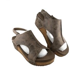 Boutique by Corky's "Carley" Cork Wedge Sandals - Antique Bronze Size:8 VGUC